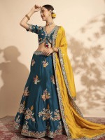 Peacock Blue Premium Organza Readymade Lehenga Choli